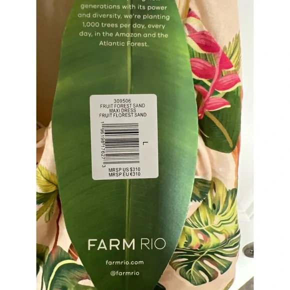 Farm Rio Sand Fruit Maxi Dress - Size L - Picture 7 of 7